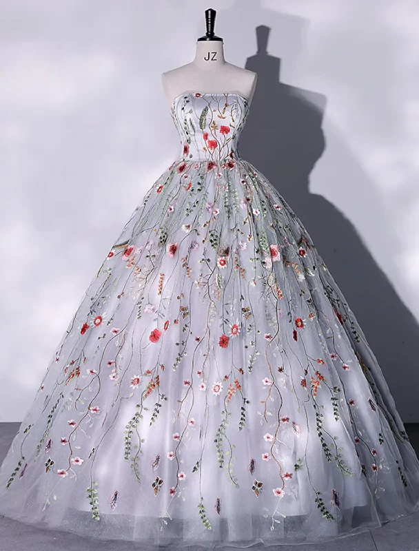 Ball Gown Evening Gown Elegant Dress Quinceanera Floor Length Sleeveless Strapless Lace with Slit Embroidery Appliques Ball Gown Evening Gown Elegant Dress Quinceanera Floor Length Sleeveless Strapless Lace with Slit Embroidery Appliques
