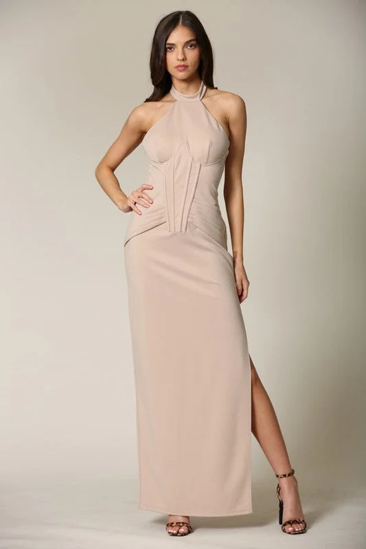 Mabel, Side leg slit sleeveless long dress