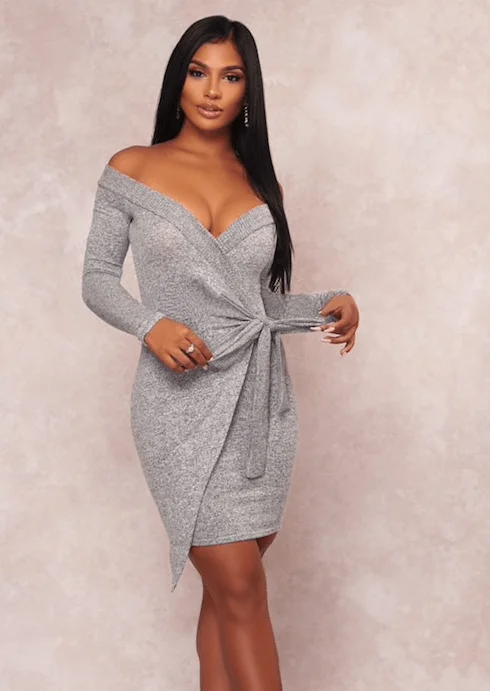ALL WRAPPED UP SWEATER DRESS High Neck Crew Neck V-Neck