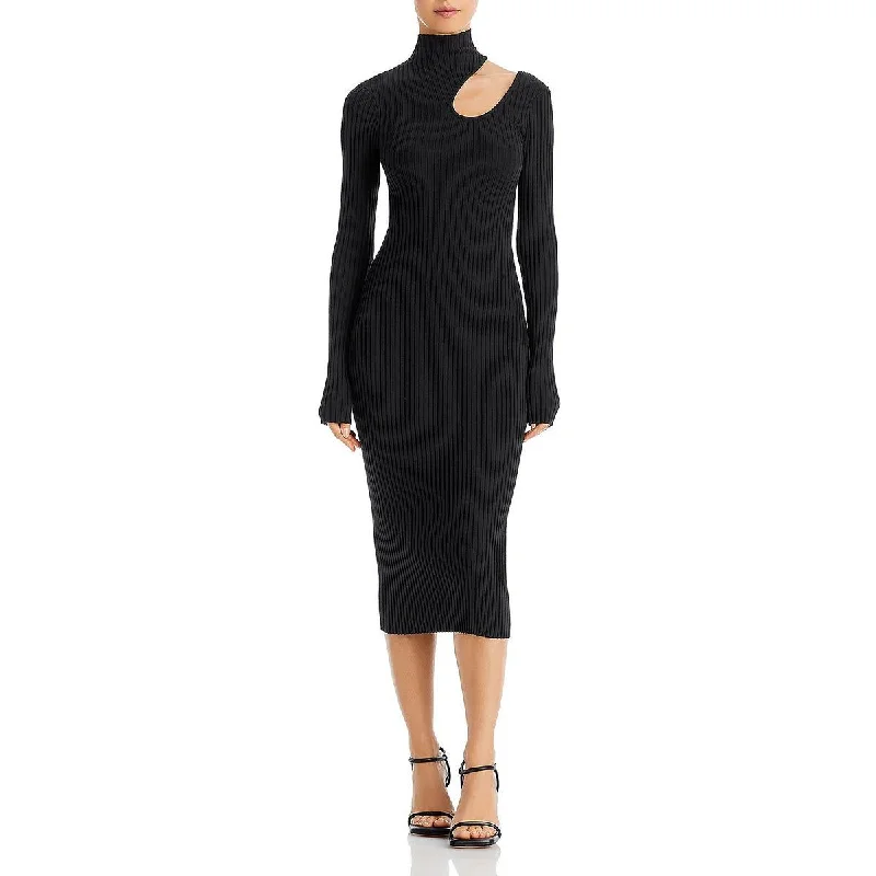 Anine Bing Womens Victoria Ribbed Midi Sweaterdress Denim Fabric Leather Fabric Suede Fabric