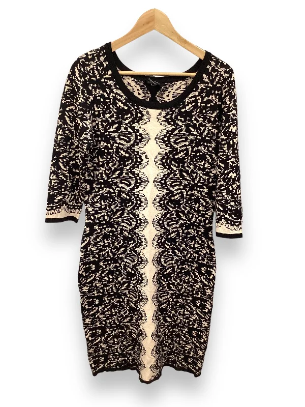 Black & Cream Dress Sweater Liz Claiborne, Size L Silk Blend Satin Velvet