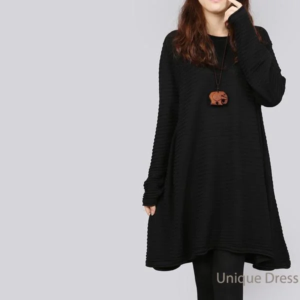 Black woolen causal women sweater dress Knit Fabric Woven Fabric Fleece Fabric