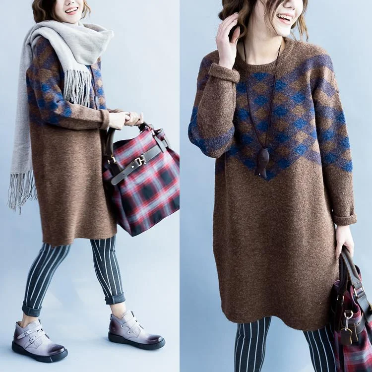 Camel knits sweater dress woolen winter knitted dresses warm woolen dress Velvet Chenille Corduroy