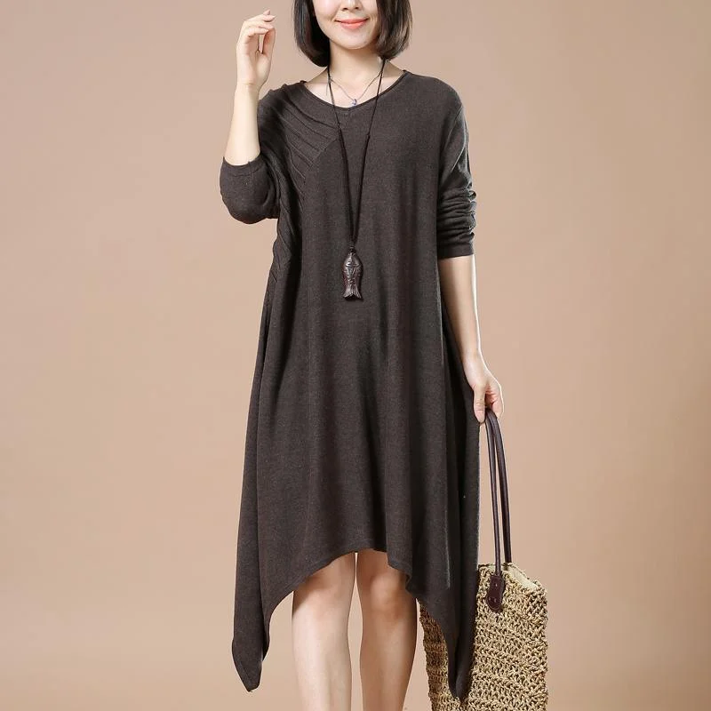 Chocolate oversized long maxi dresses knitted sweaters Chenille Brocade Lace