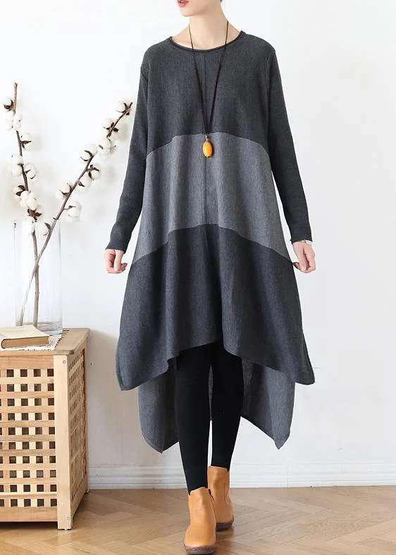 Christmas gray Sweater outfits Street Style o neck patchwork Largo fall knit dresses Fleece Fabric Down Fabric Feather Fabric Christmas gray Sweater outfits Street Style o neck patchwork Largo fall knit dresses Fleece Fabric Down Fabric Feather Fabric