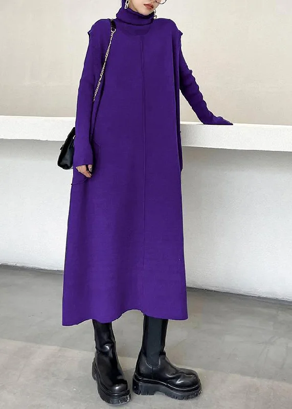 Chunky High Neck Sweater Spring Outfits Refashion Purple Big Knit Dresses Graphic Sweater Embroidered Appliqued Chunky High Neck Sweater Spring Outfits Refashion Purple Big Knit Dresses Graphic Sweater Embroidered Appliqued