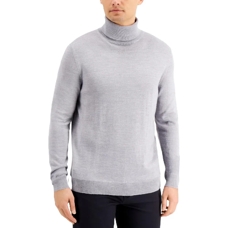 Club Room Mens Wool Blend Knit Turtleneck Sweater Houndstooth Herringbone Solid