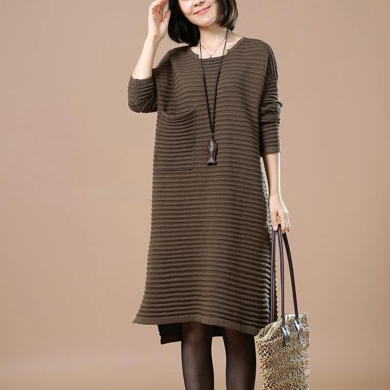 Dark green knitted sweaters plus size knit dress Zippered Front Buttoned Front Snap Front
