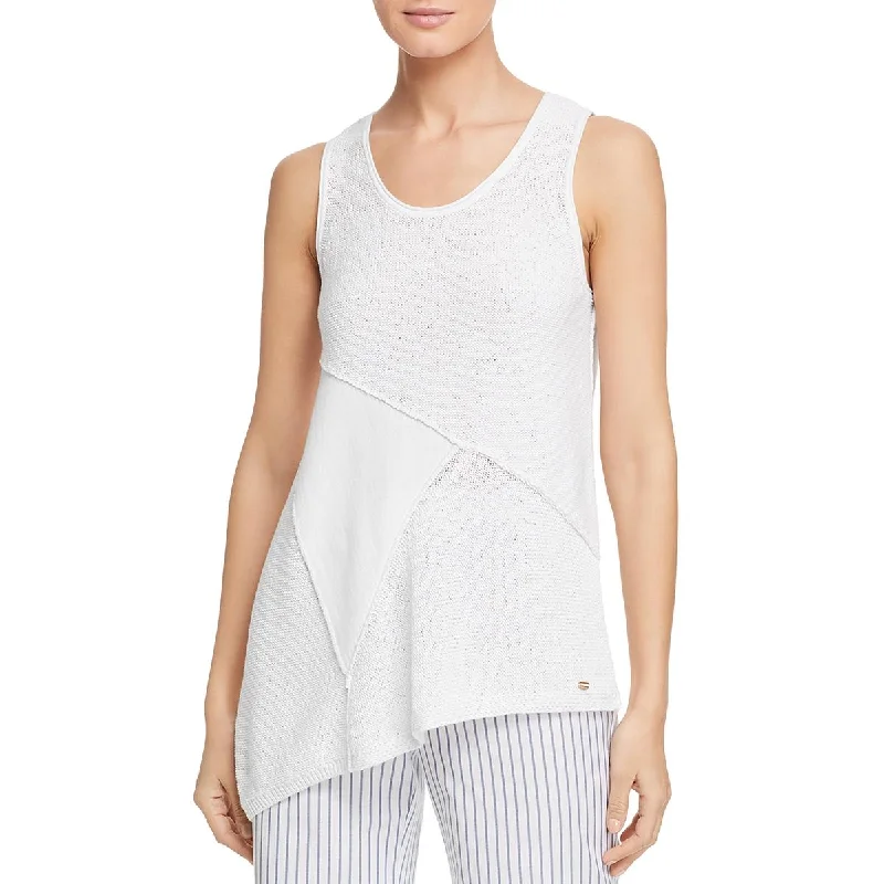 Donna Karan Womens Cotton Sleeveless Tank Top Sweater Modern Contemporary Chic