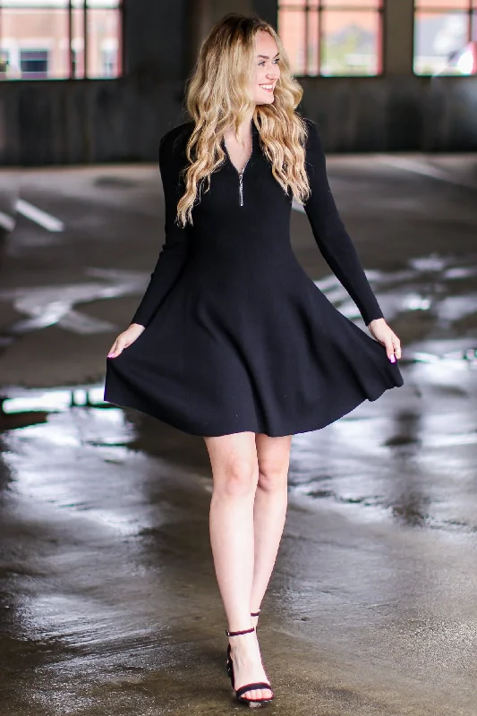 Melton Zip Up Sweater Dress - FINAL SALE