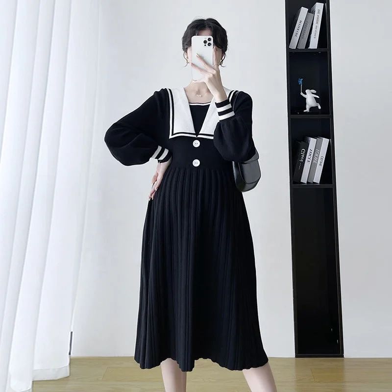 NiDELL . Fashion Autumn Clothes for Pregnant Women Dress Sweater plus Size Spring and Autumn Top Mesh Blend Leather Blend Suede Blend