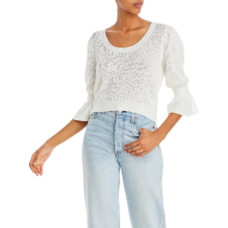Paige Womens Magnolia Sweater Knit Scoop Neck Blouse Cable Knit Ribbed Knit Lace Knit Paige Womens Magnolia Sweater Knit Scoop Neck Blouse Cable Knit Ribbed Knit Lace Knit