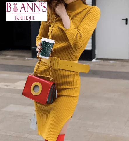 SANSA SWEATER DRESS Ribbed Striped Patterned