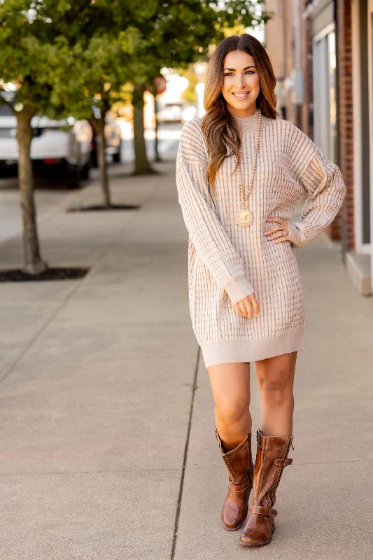 Solid Trim Cable Knit Sweater Dress Oversized Loose Flowy
