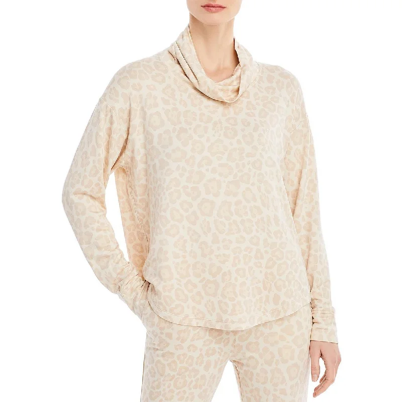 Splendid Womens Animal Print Pull Over Mock Turtleneck Sweater Fitted Loose Oversized