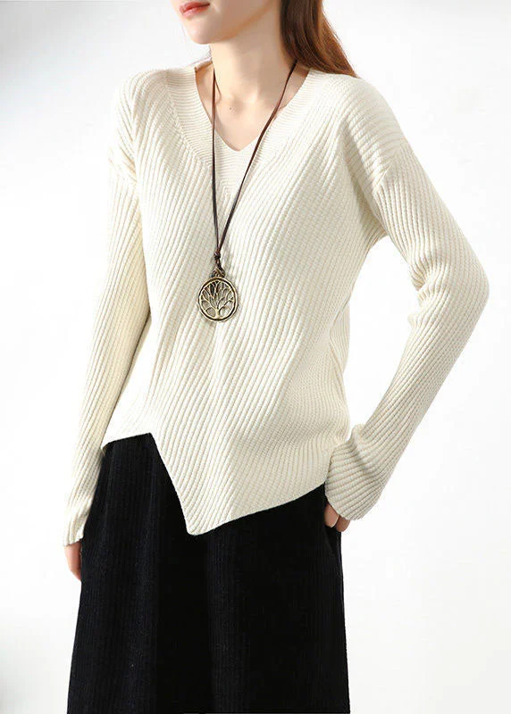 Stylish Apricot V Neck asymmetrical design Fall Knit sweaters Real Fur Shearling Chenille Stylish Apricot V Neck asymmetrical design Fall Knit sweaters Real Fur Shearling Chenille
