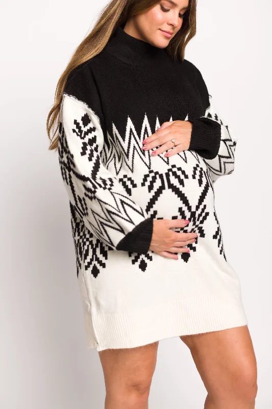 Alpine Knit Sweater Mini Dress in Cream Elegant Classic Vintage