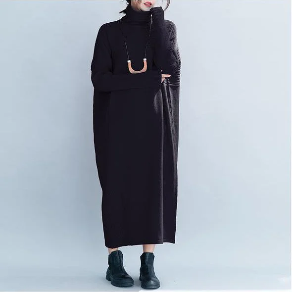 Women casual Loose High Neck Maxi Sweater Dresses Front Pockets Side Pockets Patch Pockets Women casual Loose High Neck Maxi Sweater Dresses Front Pockets Side Pockets Patch Pockets