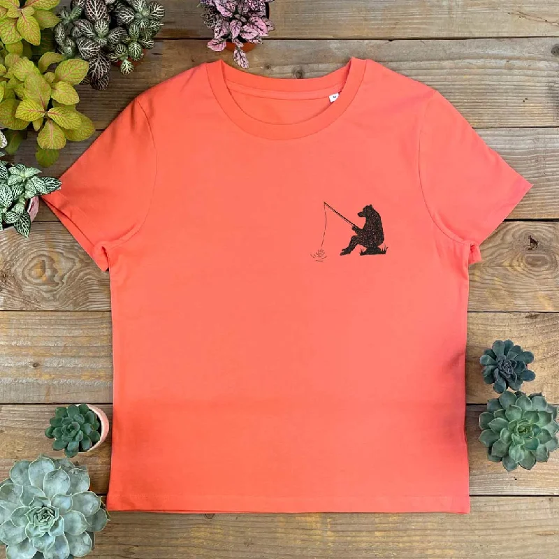 Gone Fishing Bear - Womens T-Shirt