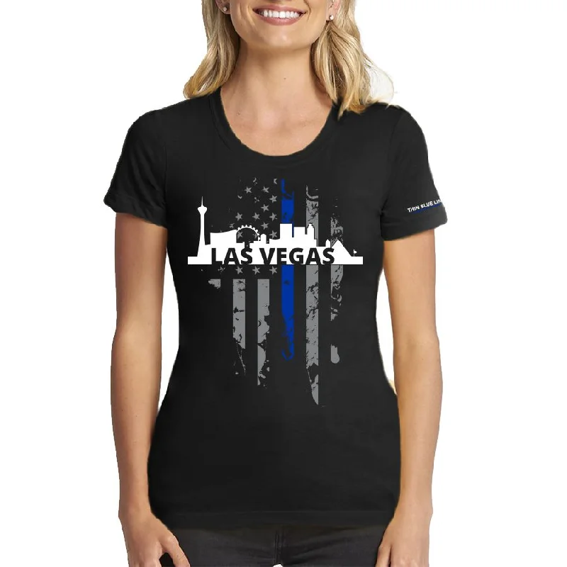 Women's T-Shirt, Thin Blue Line Las Vegas Skyline