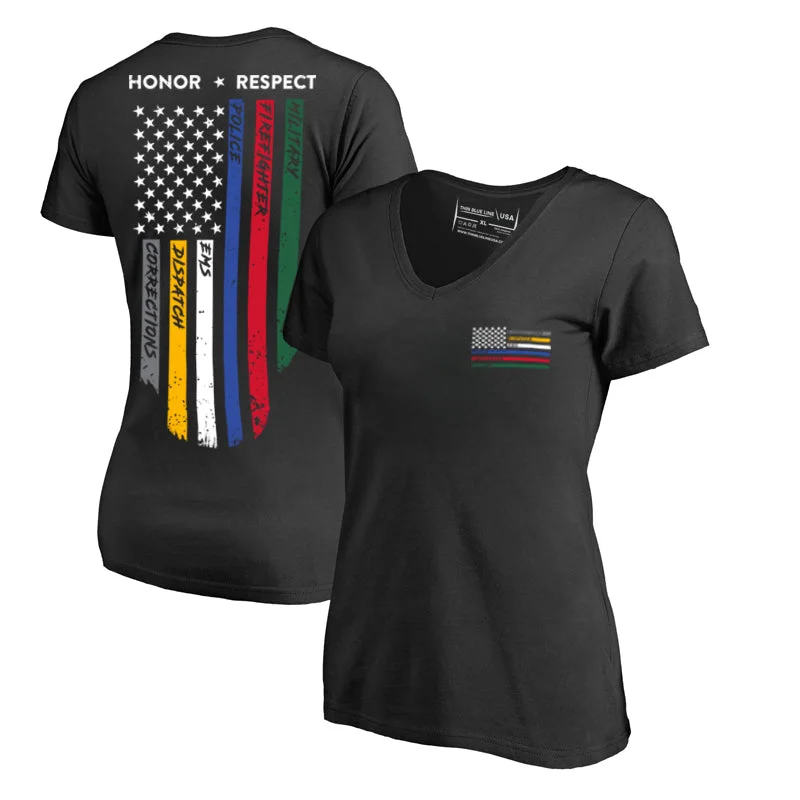 Women's V-Neck T-Shirt - First Responders