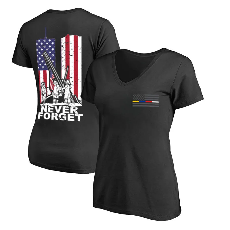 Women's V-Neck T-Shirt - September 11th Memorial, Slim Fit