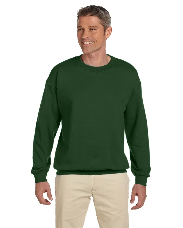 Gildan Lightweight 50/50 Crewneck Sweatshirt | Forest Green Hoodie with Front Slit Layering Stylish Gildan Lightweight 50/50 Crewneck Sweatshirt | Forest Green Hoodie with Front Slit Layering Stylish