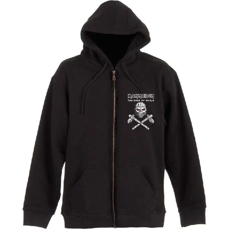 Iron Maiden Unisex Zipped Hoodie: Eddie Axe (Back Print) Hoodie with Drawstring Waist Adjustable Fitted Iron Maiden Unisex Zipped Hoodie: Eddie Axe (Back Print) Hoodie with Drawstring Waist Adjustable Fitted