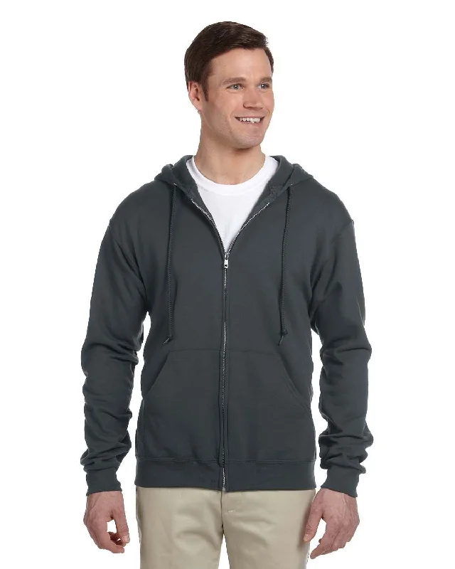 Jerzees Lightweight Full-Zip Hooded Sweatshirt | Black Heather