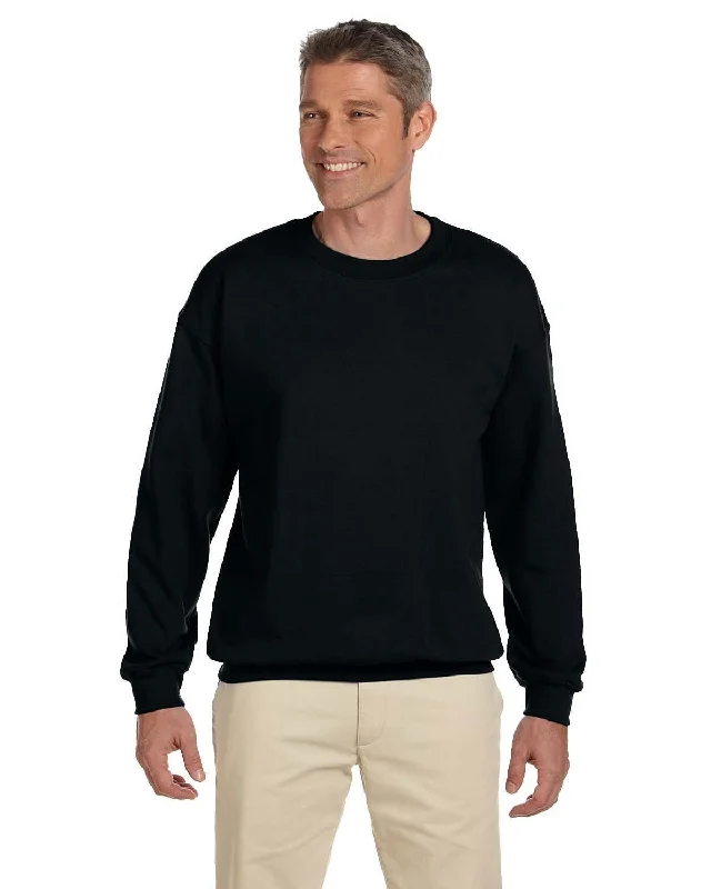 Jerzees SuperSweats 50/50 Crewneck Sweatshirt | Black Hoodie with Hem Embroidery Detailed Premium Jerzees SuperSweats 50/50 Crewneck Sweatshirt | Black Hoodie with Hem Embroidery Detailed Premium