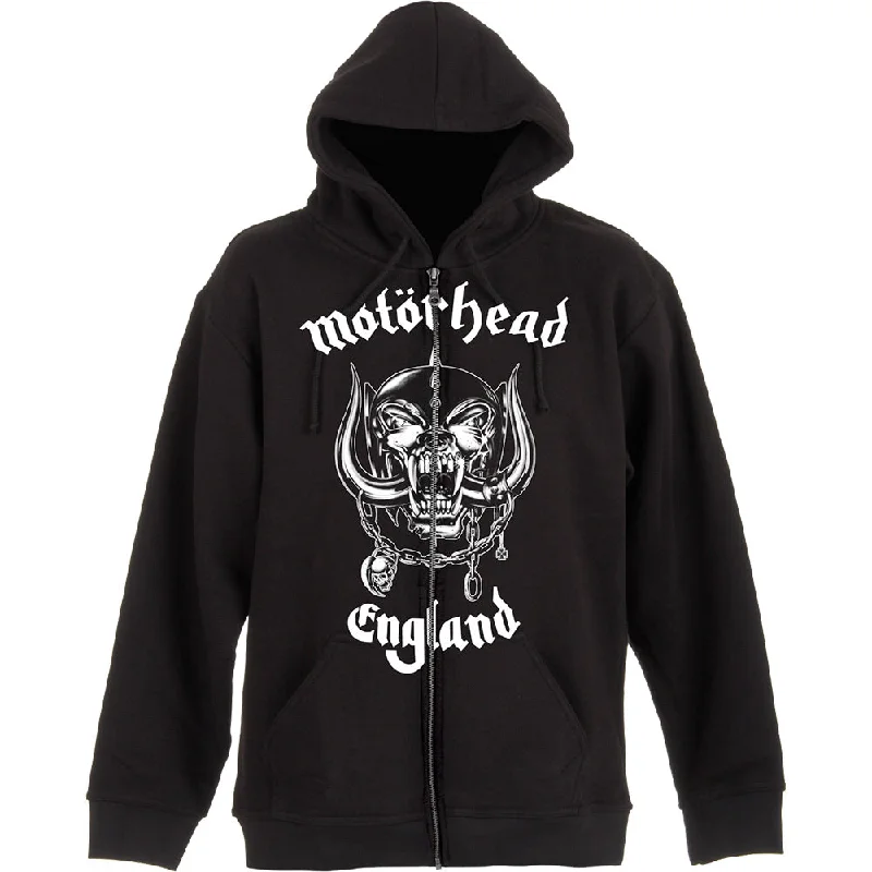 Motorhead Unisex Zipped Hoodie: England (Back Print) Hoodie with Velcro Closure Adjustable Secure Motorhead Unisex Zipped Hoodie: England (Back Print) Hoodie with Velcro Closure Adjustable Secure
