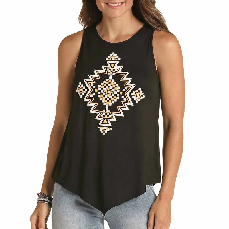 Panhandle Women's Aztec Print Handkerchief Tank Top