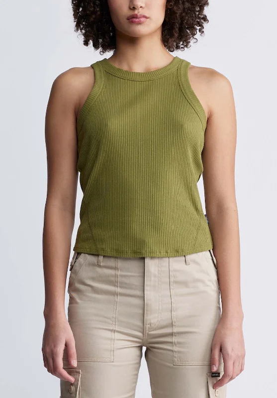 Regine Women’s Ribbed Tank Top in Olive - KT0119P