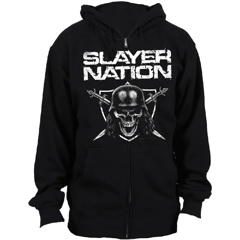 Slayer Unisex Zipped Hoodie: Slayer Nation Hoodie with Belted Waist Structured Tailored Slayer Unisex Zipped Hoodie: Slayer Nation Hoodie with Belted Waist Structured Tailored