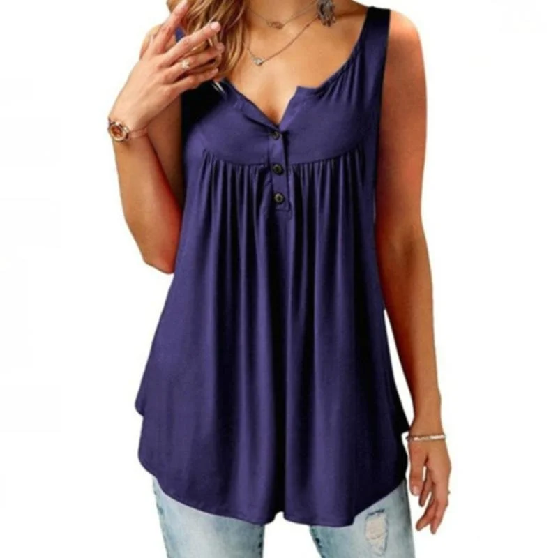 Clevecorner™ Summer Loose Button Tank Top