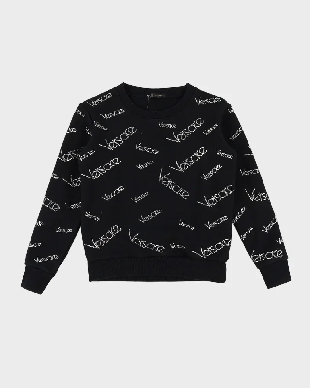 Versace All Over Shiny Logo Black Sweatshirt - S