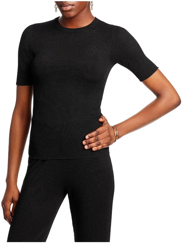Caitlyn Womens Knit Short Sleeves Pullover Top Sheath Sleeve Elegant