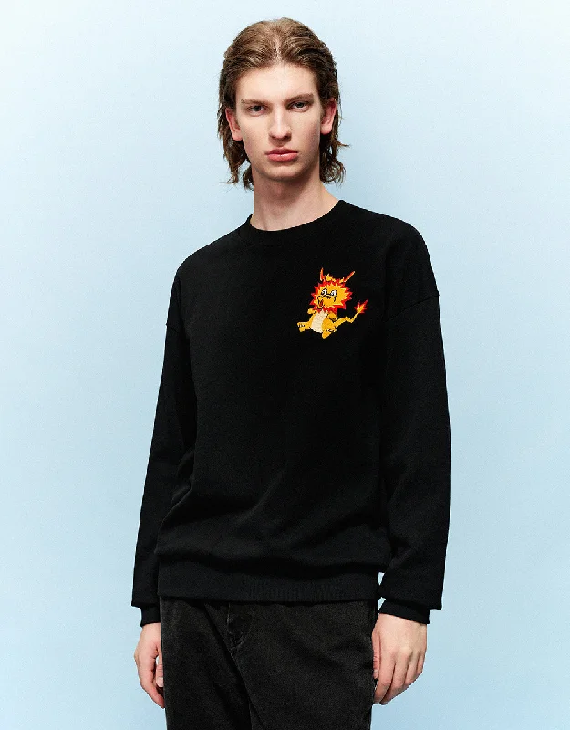 Dragon Embossed Crew Neck Sweatshirt