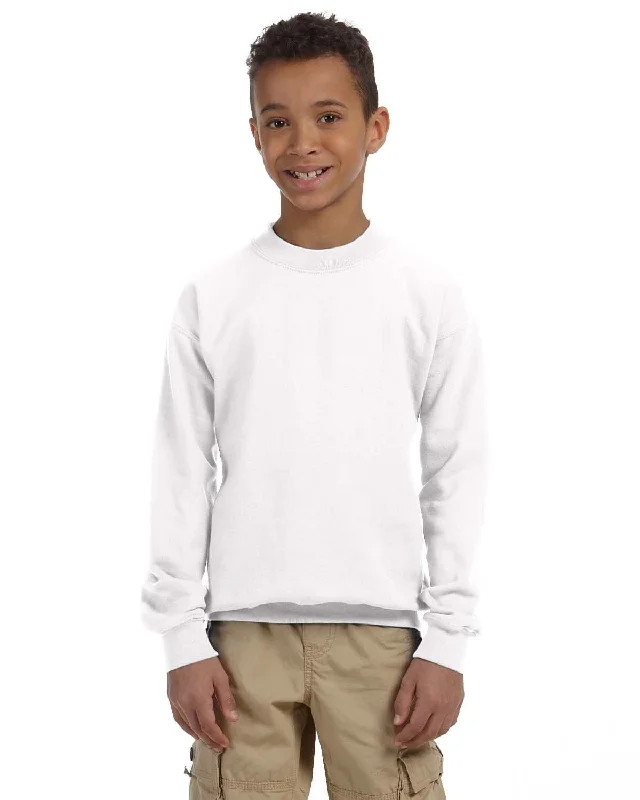 Gildan Youth 50/50 Crewneck Sweatshirt | White