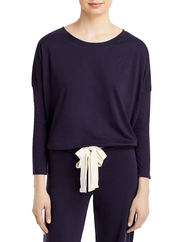 Heather Womens Heathered Slouchy Pullover Top Gathered Sleeve Pullover