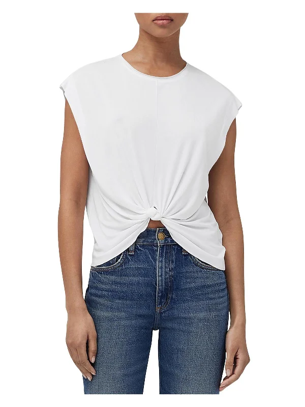 Jenna Womens Modal Knot Front Pullover Top Textured Knit Design