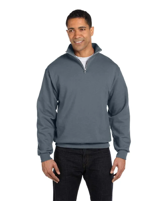 Jerzees NuBlend 50/50 Quarter-Zip Cadet Collar Sweatshirt | Charcoal Grey