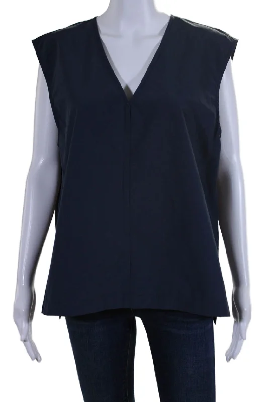 Kal Rieman Womens Cotton Blend V-Neck Sleeveless Pullover Blouse Top Blue Short Sleeve Top Kal Rieman Womens Cotton Blend V-Neck Sleeveless Pullover Blouse Top Blue Short Sleeve Top