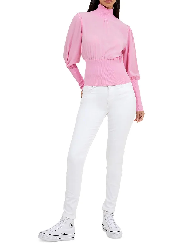 Krista Womens Ribbed Turtleneck Pullover Top Boat Neck Sweater