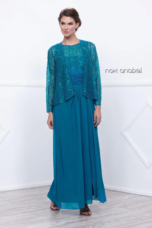 Long Mother of the Bride Formal Dress with Jacket Front Pockets Side Pockets Patch Pockets Long Mother of the Bride Formal Dress with Jacket Front Pockets Side Pockets Patch Pockets