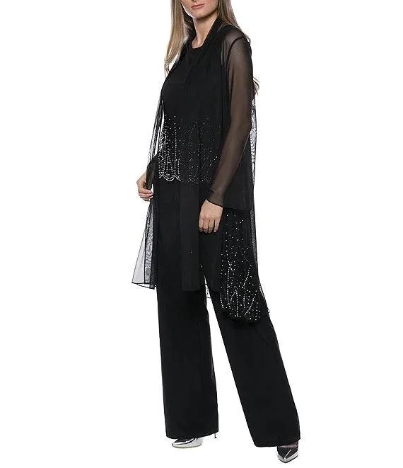 Marina Formal Two Piece Beaded Jacket Jumpsuit Set