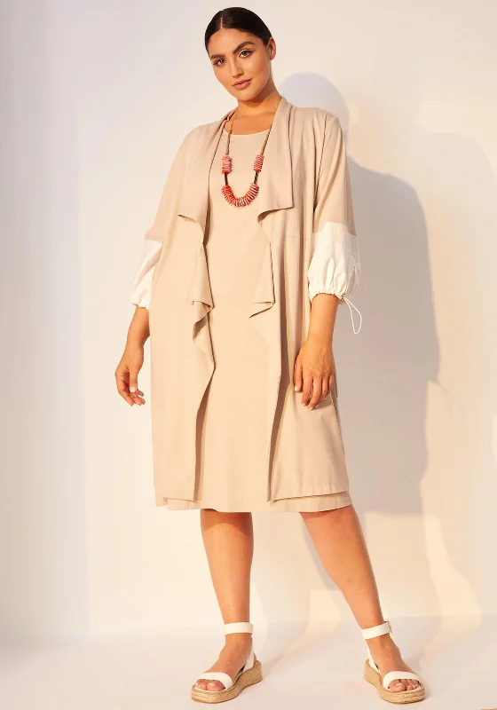 Ora Two Piece Jacket & Dress, Stone & Cream Print Jacket Jacquard Jacket Embroidered Jacket Ora Two Piece Jacket & Dress, Stone & Cream Print Jacket Jacquard Jacket Embroidered Jacket