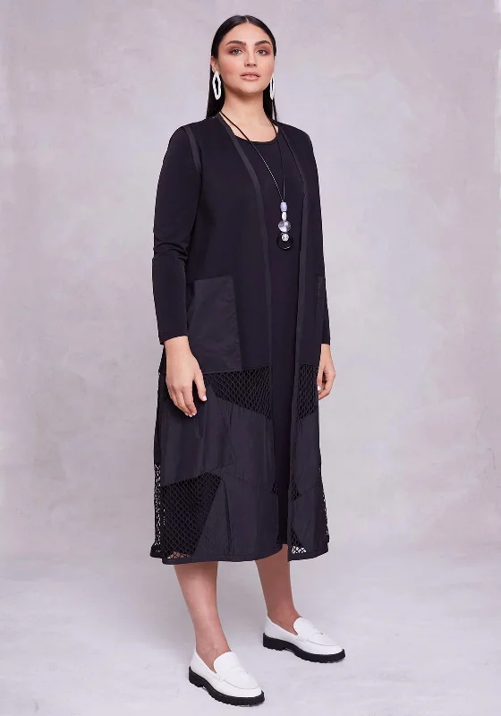 Ora Long Jacket & Dress Two Piece, Black