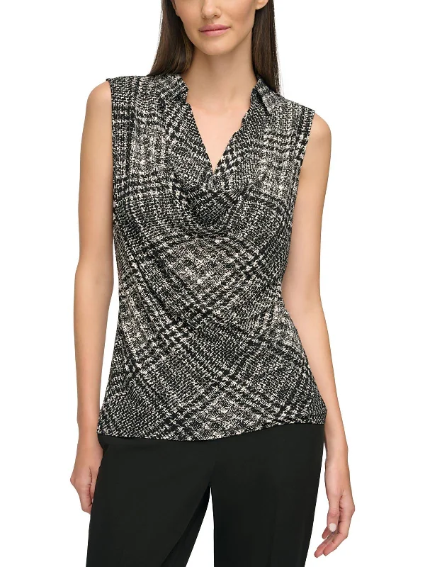 Plus Womens Cow Neck Collar Pullover Top Shirred Sleeve Feminine