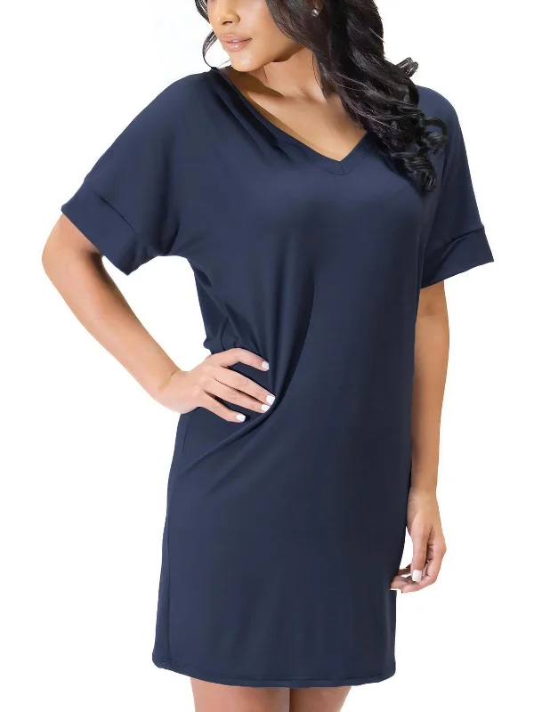 Plus Womens V Neck Short Sleeve Pullover Top Plunging Neck Pullover